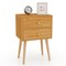 Costway Mid Century Modern 2 Drawers Nightstand In Natural Sofa Side Table End Table